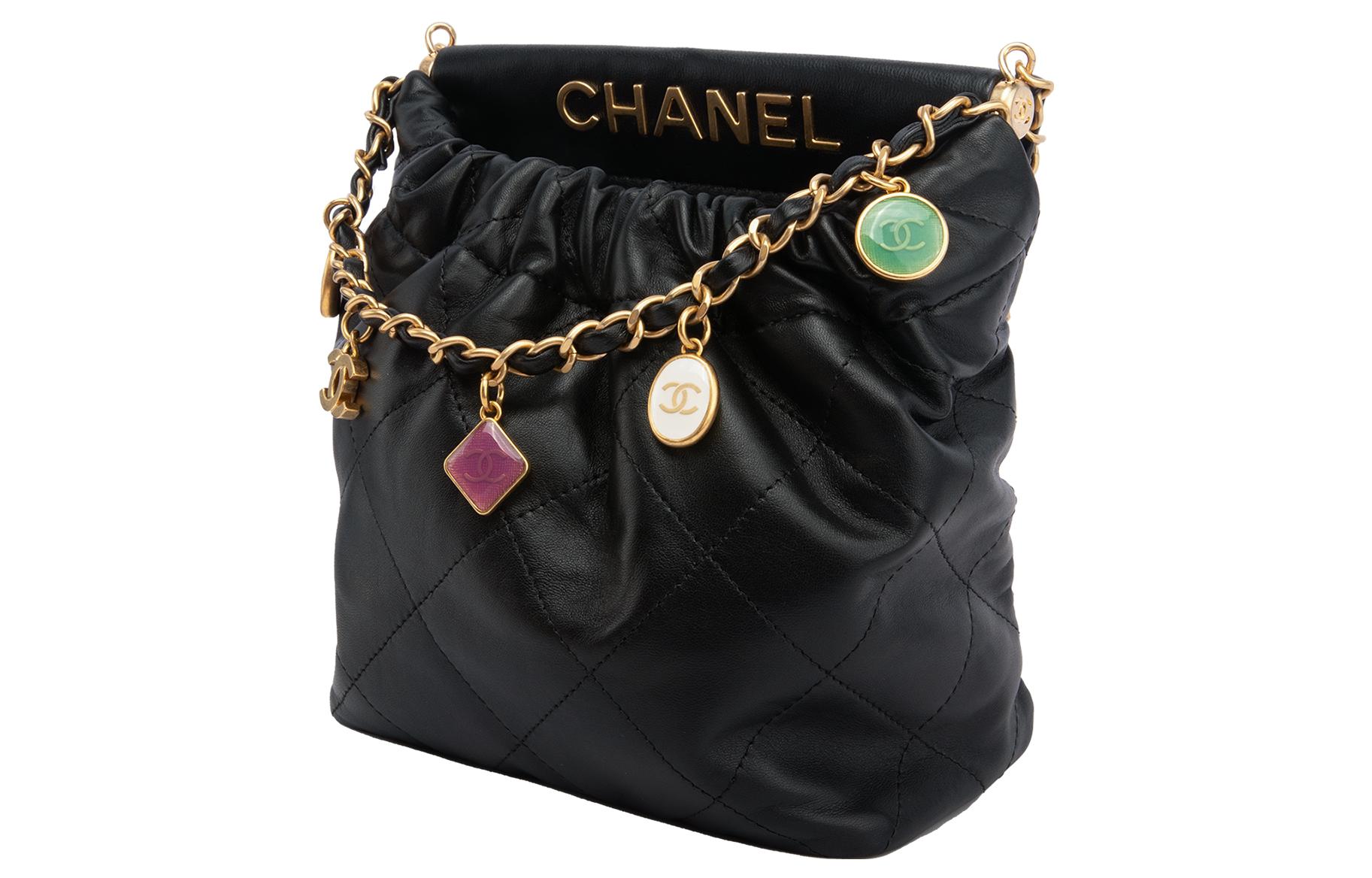 Сумка-ведро из ягненка, через плечо, на плечо Trumpets Женская Черная CHANEL — фото 2