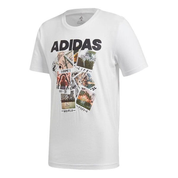 

Футболка doodle photos photo printing sports round neck short sleeve white Adidas, белый