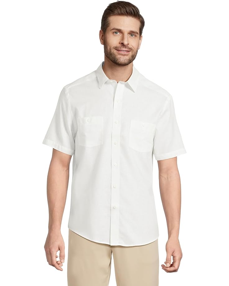 

Рубашка Johnston & Murphy Short Sleeve Tonal Box Linen Shirt, белый