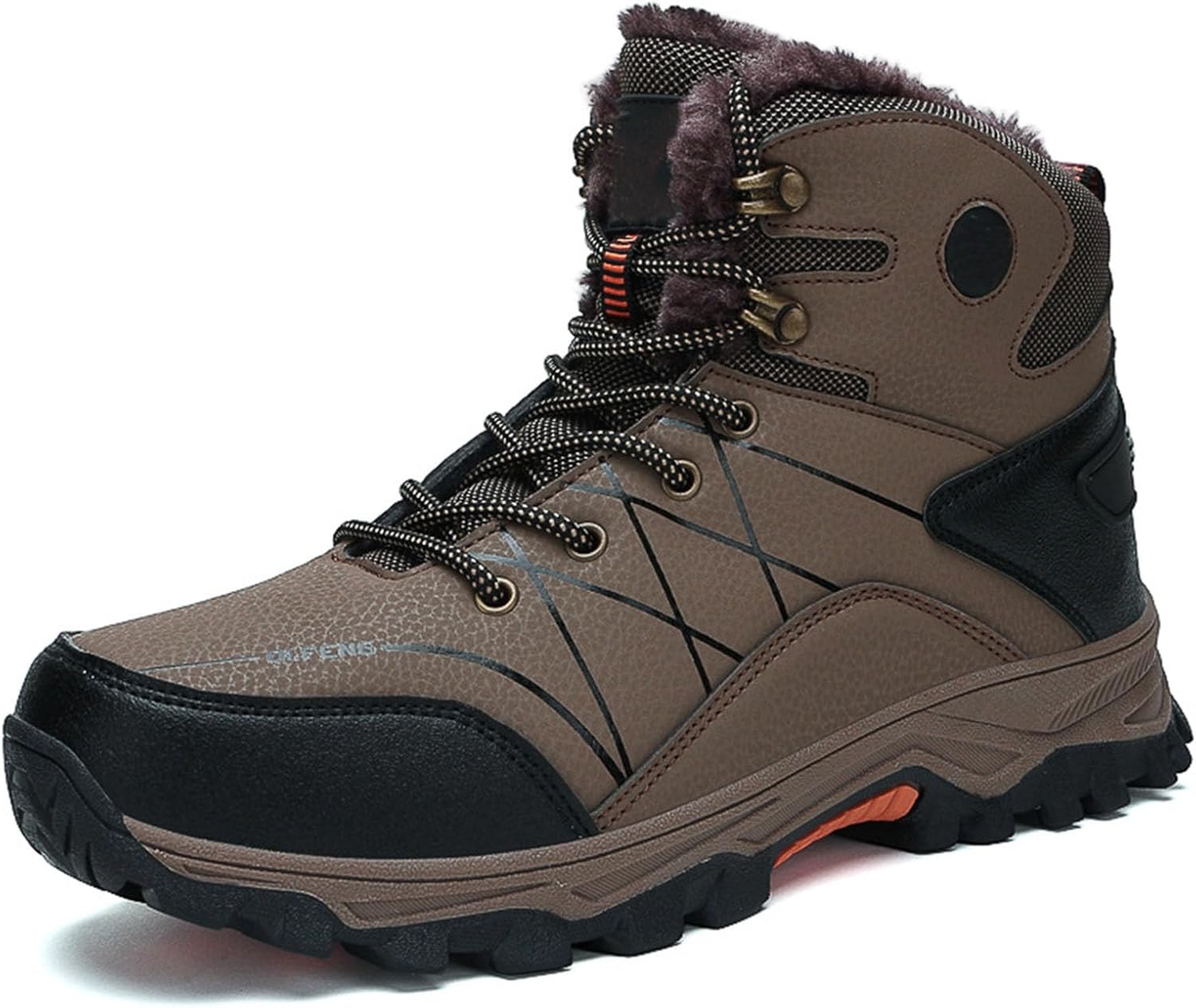 

Зимние ортопедические защитные мужские походные ботинки Rolinb, водонепроницаемые с широкой носочной частью и поддержкой свода стопы, коричневый