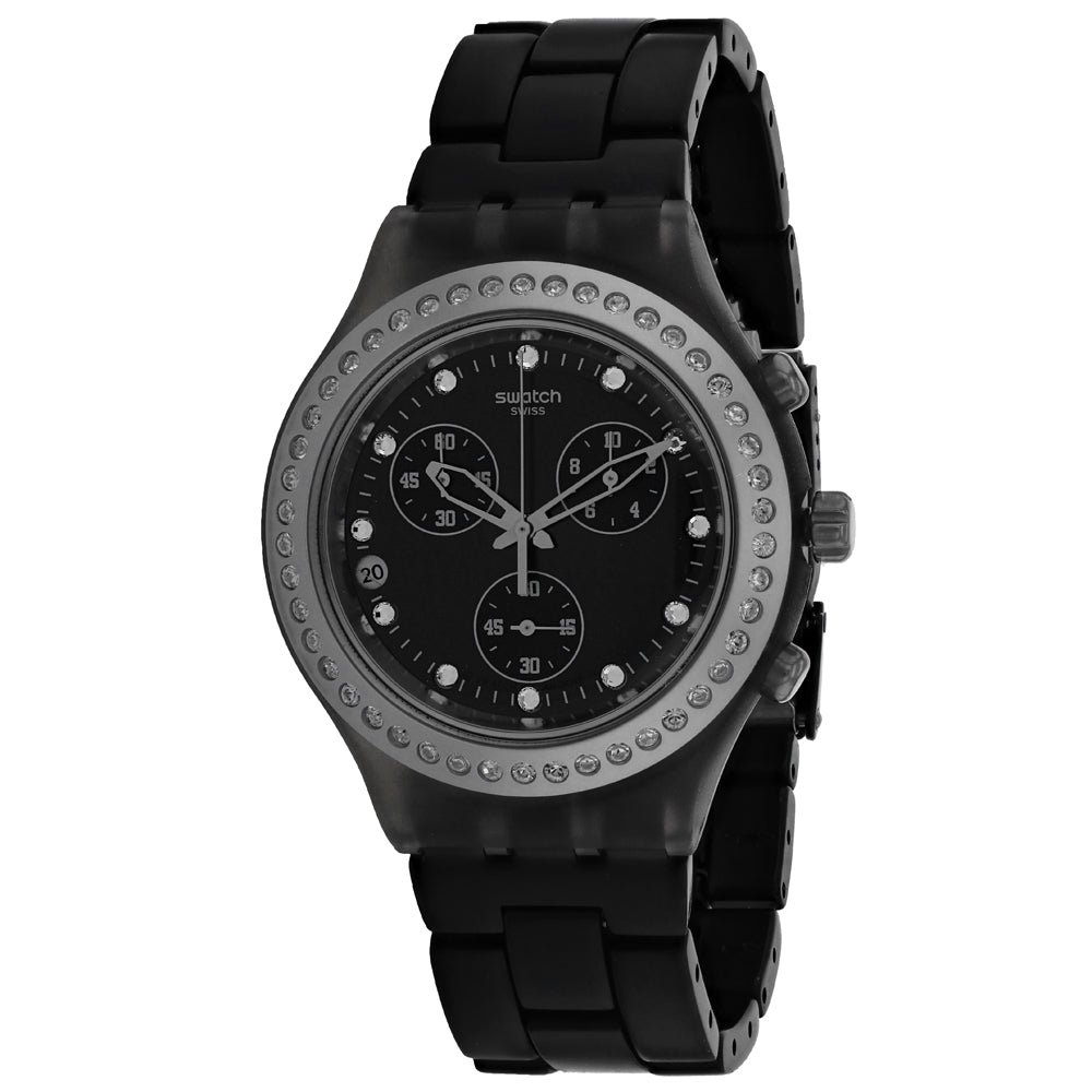 

Женские часы Swatch с черным циферблатом
