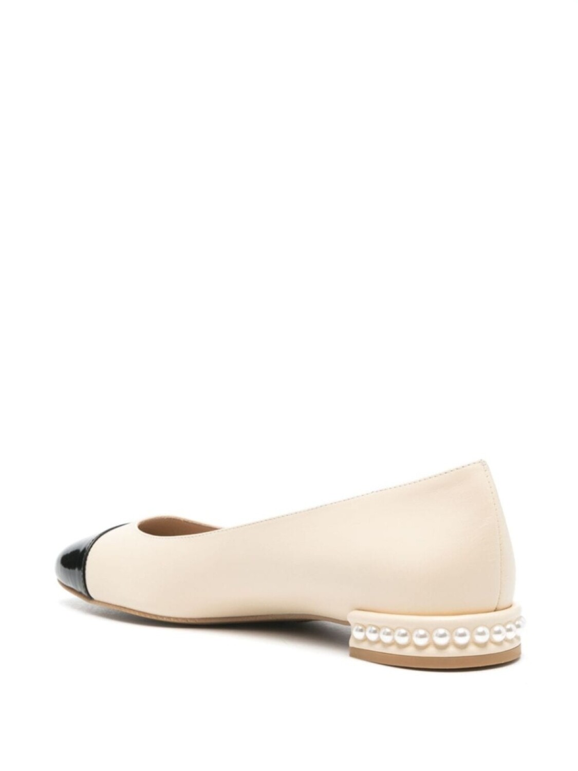 Stuart Weitzman туфли-балетки из кожи Pearl Flat, нейтральный цвет — фото 3