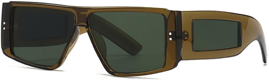 

MUTYNE Популярные модные квадратные солнцезащитные очки для женщин в стиле ретро с заклепками, для мужчин — голубые солнцезащитные очки с защитой от УФ-излучения UV400, Brown Dark Green