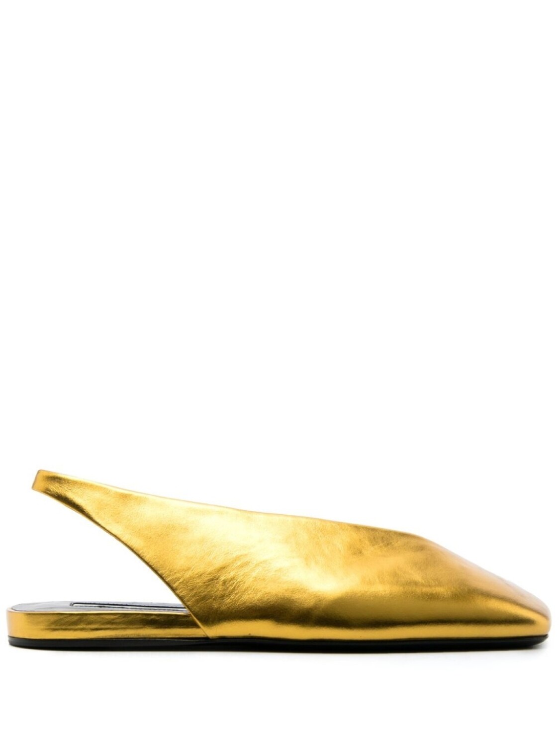 

Jil Sander square-toe metallic ballerina shoes, золотистый