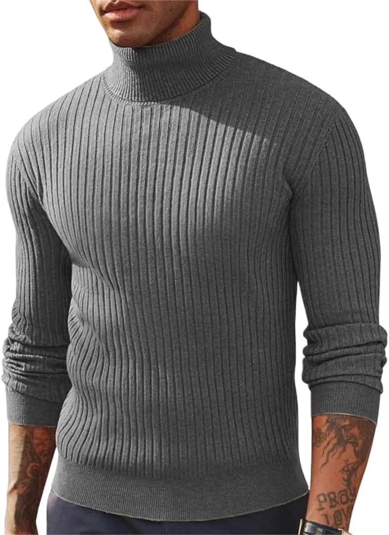 

Мужской свитер с длинным рукавом Slim Fit, вязаный, с высоким воротником