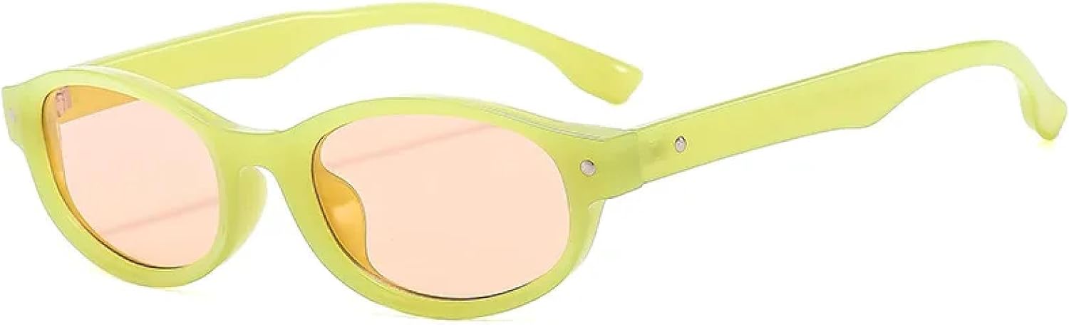 

Солнцезащитные очки с защитой UV400 | Маленькая овальная оправа с декоративными заклепками | Для женщин и мужчин, для занятий спортом на открытом воздухе и вождения DSVIGF, Green