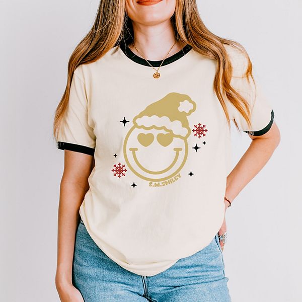 

SWSmiley christmas heart eyes - женская футболка с принтом Simply Sage Market, Vintage Black, Черный, SWSmiley christmas heart eyes - женская футболка с принтом Simply Sage Market, Vintage Black
