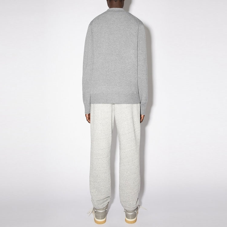 Кардиган с V-образным вырезом и логотипом Acne Studios, серый — фото 4