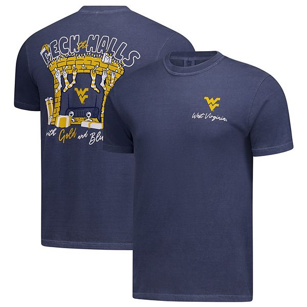 

Мужская футболка Comfort Colors West Virginia Mountaineers Deck the Halls в темно-синем цвете Image One