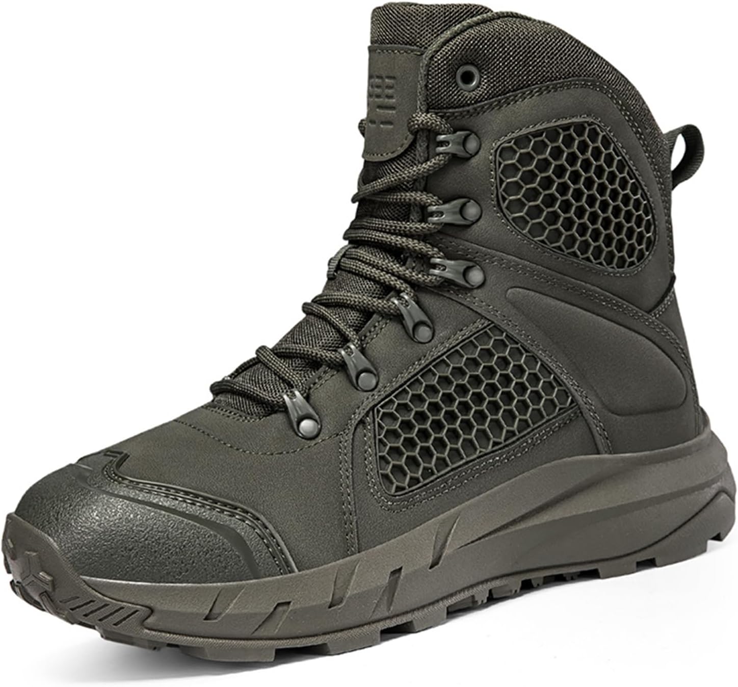 

Мужские кожаные тактические ботинки с поддержкой щиколотки Tengfeifly, зеленый