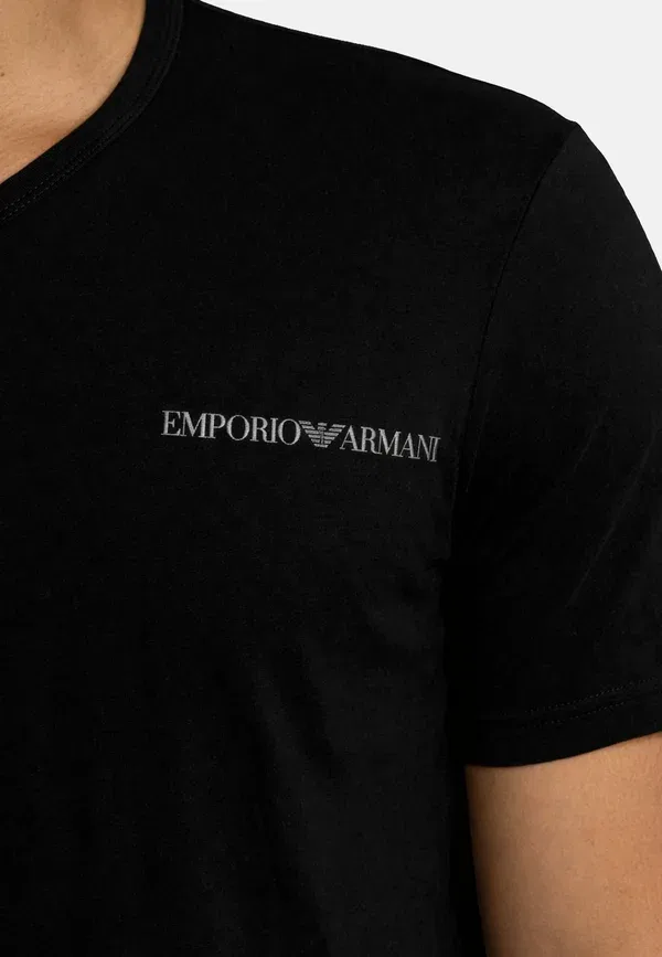 Футболка Emporio Armani Core logoband 2 pack parte alta v neck t shirts basic t-shirt, черный, серый — фото 4
