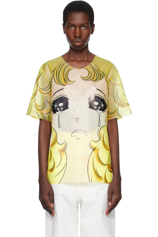 

Футболка большого размера из винила с изображением желтой плачущей девочки Pushbutton