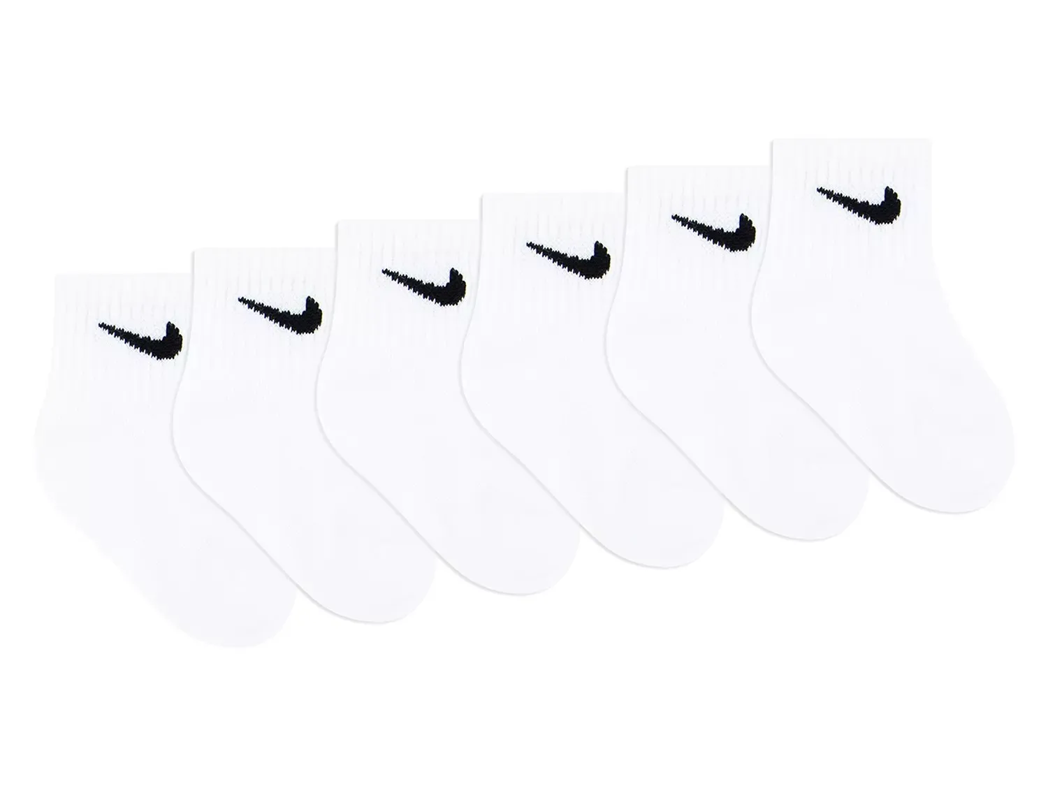 Детские носки Nike Solid Quarter Ankle Socks - 6 шт., белые — фото 2