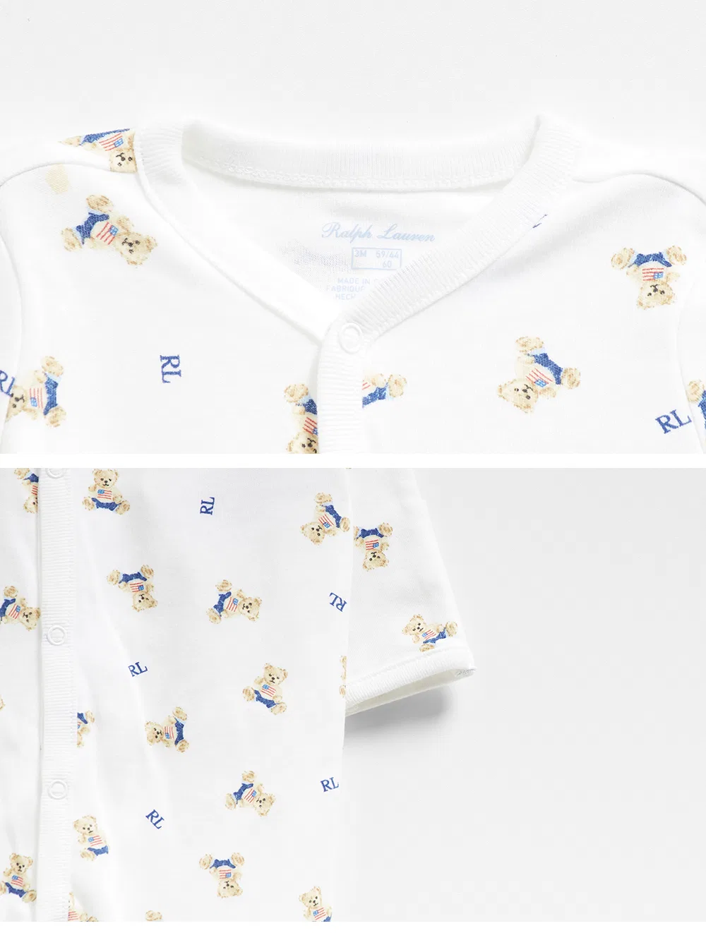 Детский хлопковый комбинезон Polo Bear белый от Polo Ralph Lauren Children — фото 4