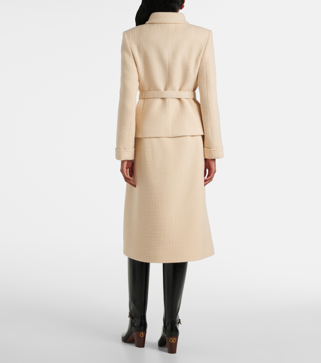 Пиджак из смесовой шерсти и твида Valentino, Almond — фото 3