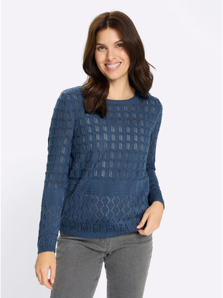 

Sieh an! Ажурный свитер джинсово-синего цвета