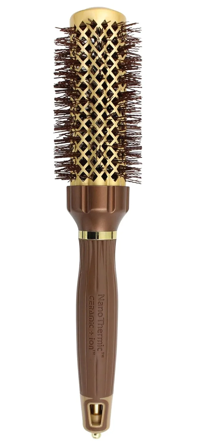 Термощетка для волос Olivia Garden NanoThermic PowerGrip, круглая, не электрическая, керамическая, для волос средней и густой толщины. 3,2 см