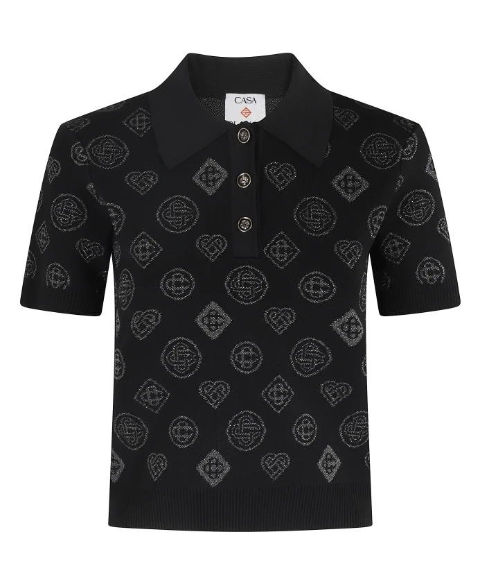 

Черная жаккардовая рубашка поло Casablanca, черный