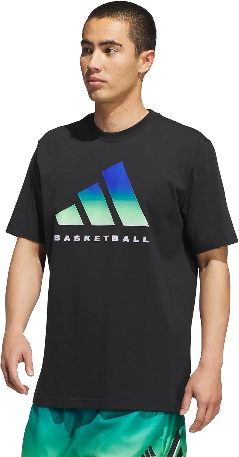 Футболка мужская adidas Basketball, цвет Black/Lime Burst