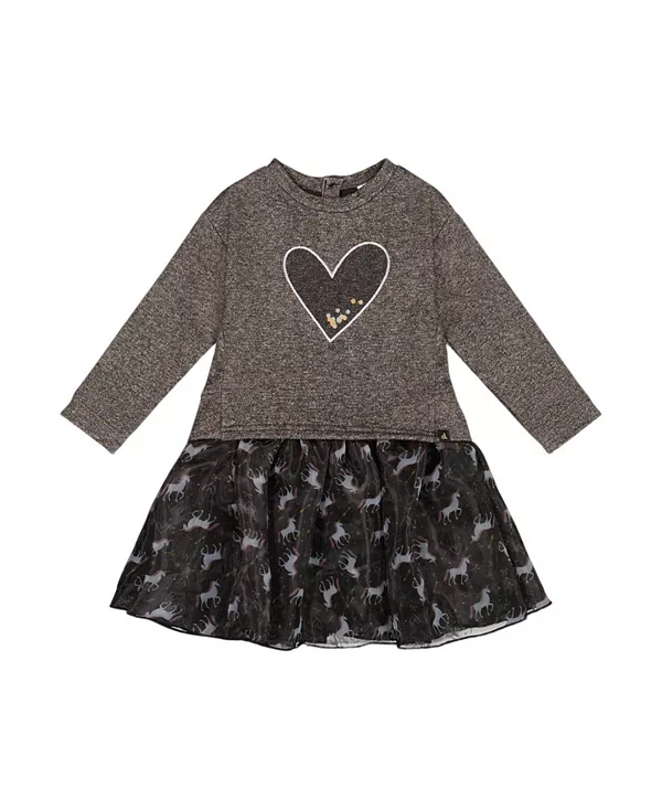 

Двухслойное платье для девочек с сетчатой юбкой - для малышек и для девочек постарше. Deux Par Deux, мультиколор