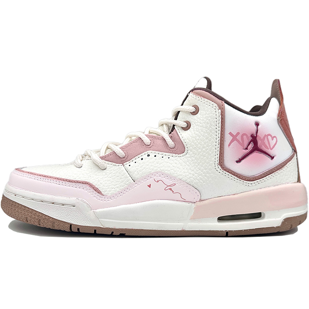 

Jordan Детские баскетбольные кроссовки Courtside 23 с противоскользящей подошвой и амортизацией, среднего размера, розовые, белые, унисекс - история любви