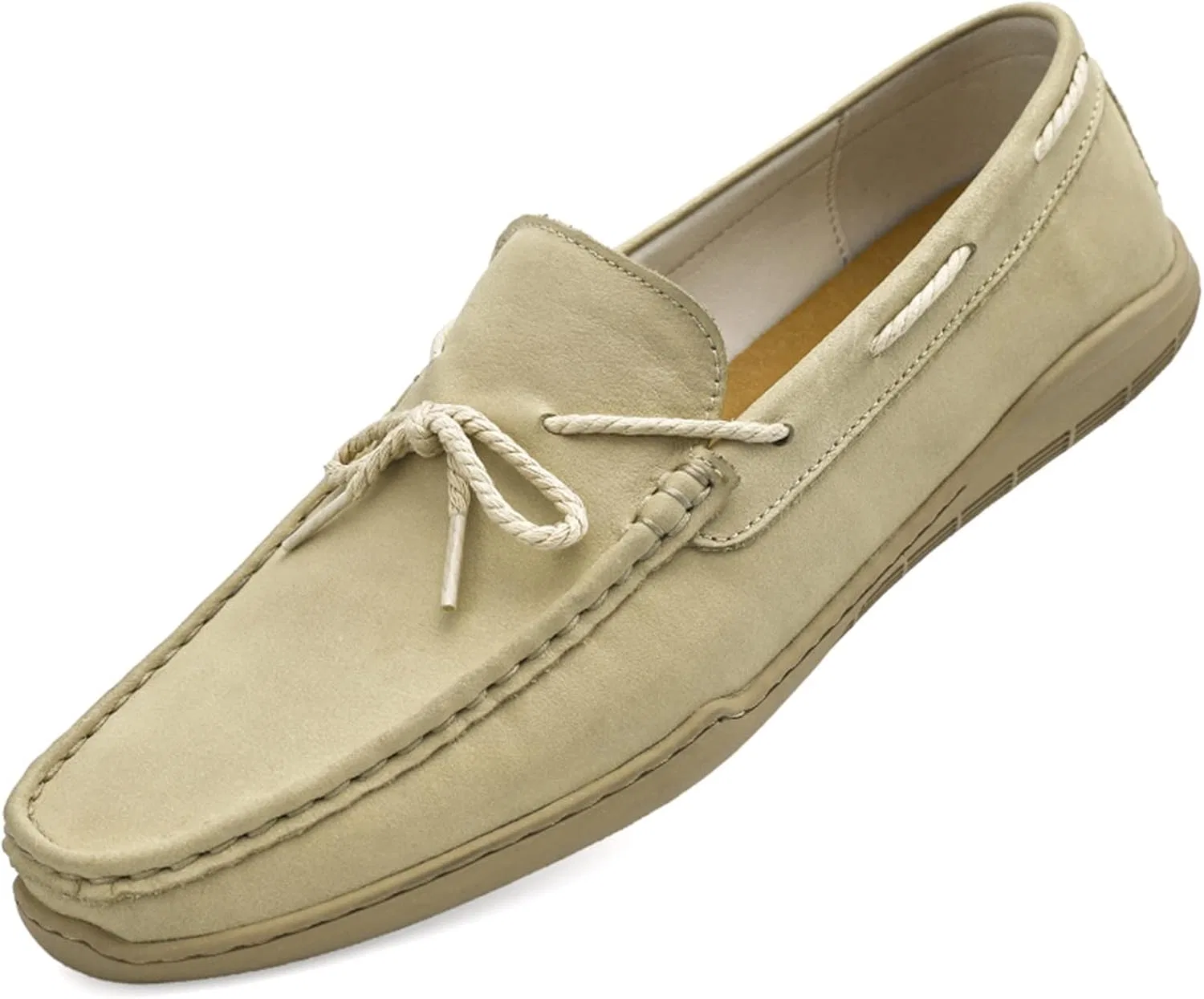 Лоферы мужские кожаные Loafers for Men Deck Shoes, бежевый PLGMAUYT — фото 2
