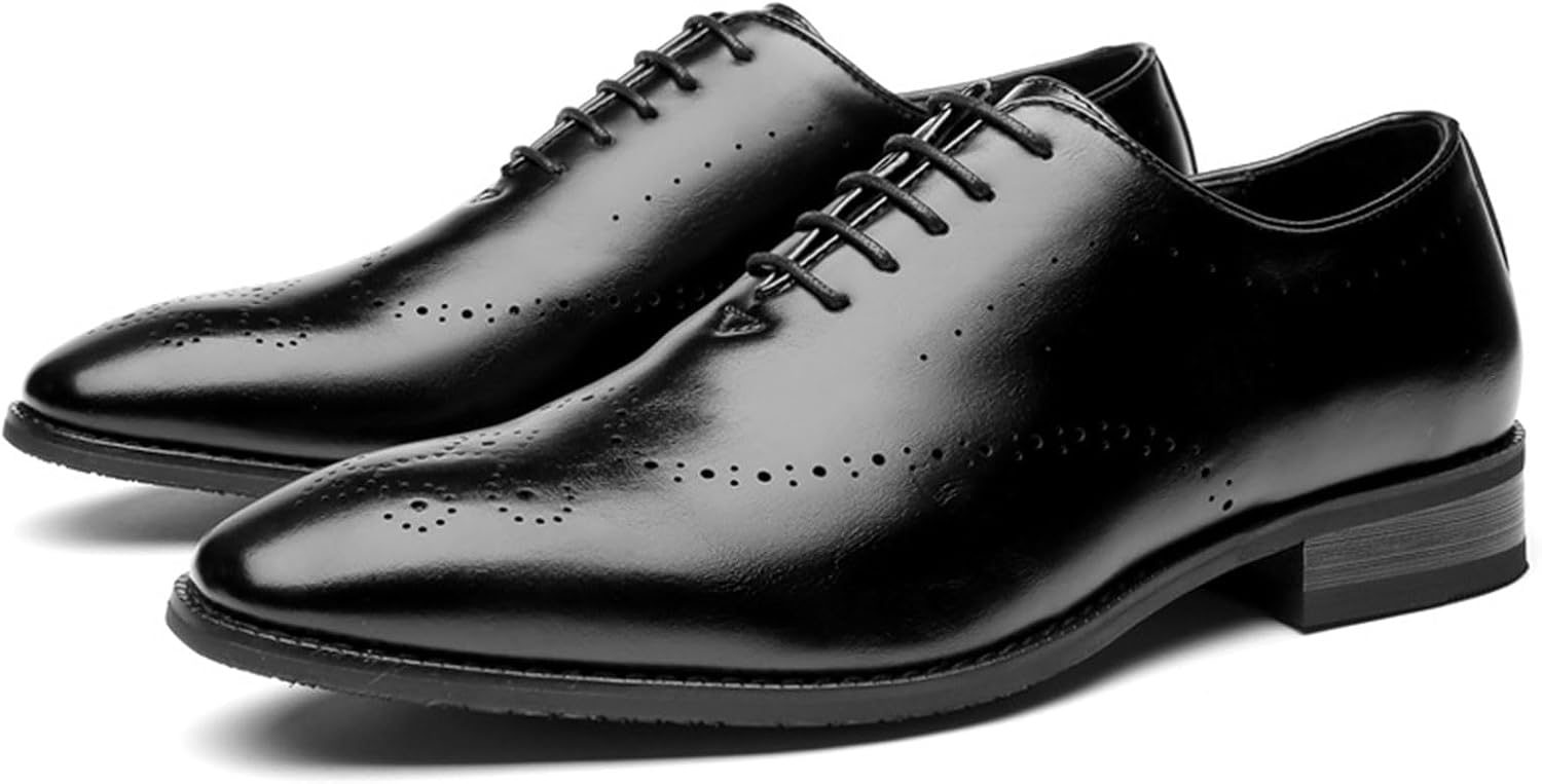 

Мужская обувь с шнуровкой, кожаная обувь с резьбой с брогом, деловая повседневная туфли Oxfords Low Top для джентльменской офисной работы, свадебная обувь Удобная дышащая мужская обувь, 44 EU, черная Manyubei