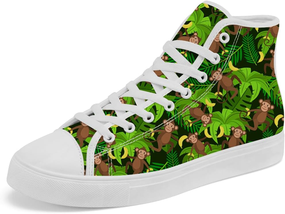 

Кеды Chebing High Top из холщовой ткани, высокие кроссовки с обезьянкой, шнуровка, повседневная обувь для мужчин и женщин, коричневый
