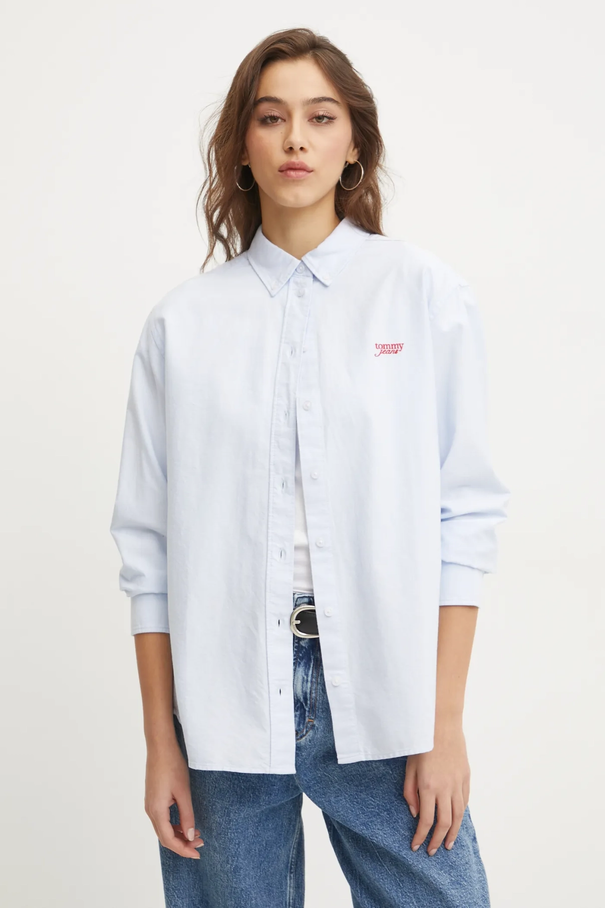 

Хлопковая рубашка Tommy Jeans, синий