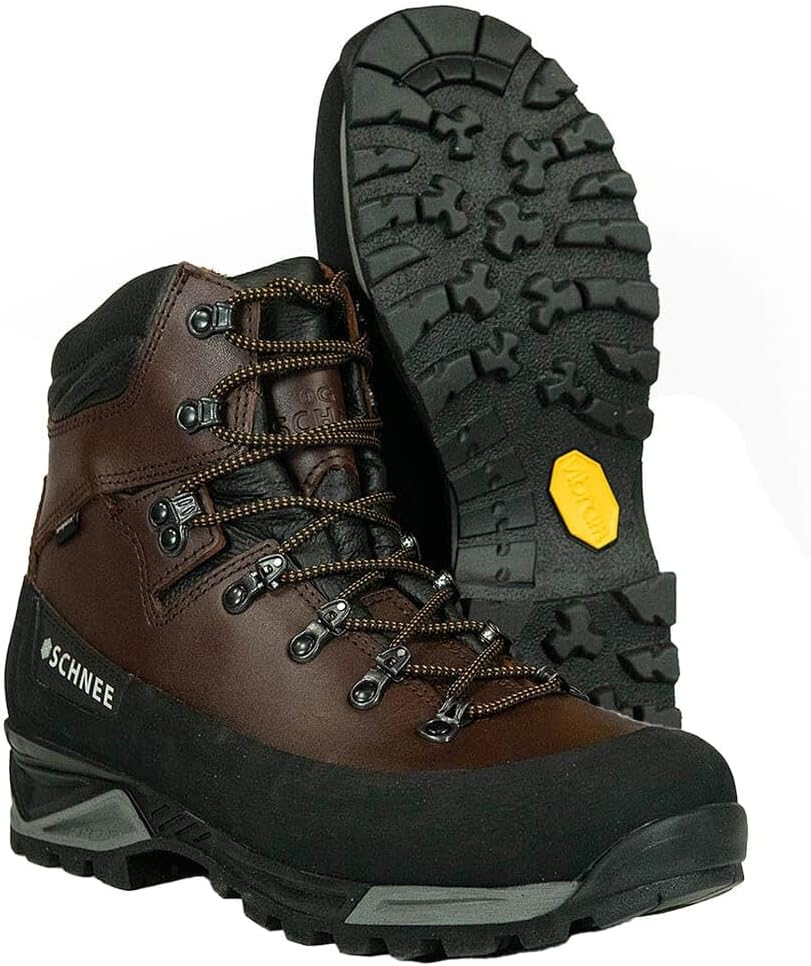 

Охотничьи ботинки SCHNEE'S Beartooth, без утеплителя, водонепроницаемые, с кожаным верхом высотой 18 см, черный/коричневый