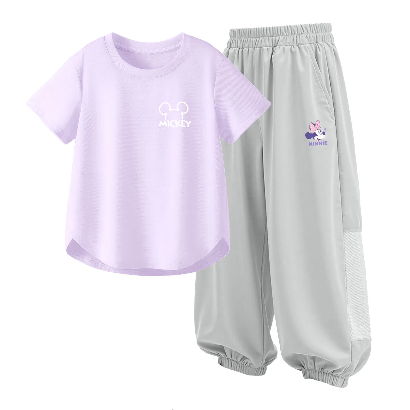 Детская повседневная спортивная футболка с круглым вырезом Disney, Thick Board Di Line K Light Purple+Deni Knot K Misty Gray