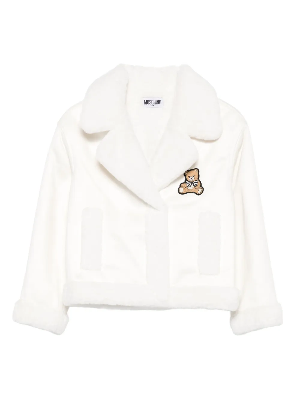 

Флисовая куртка с патчем Teddy Moschino Kids, белый