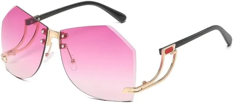 

Женские солнцезащитные очки неправильной формы без оправы, увеличенного размера, с градиентным переходом цвета, защита от УФ-излучения UV400 DMMWCX, Purple