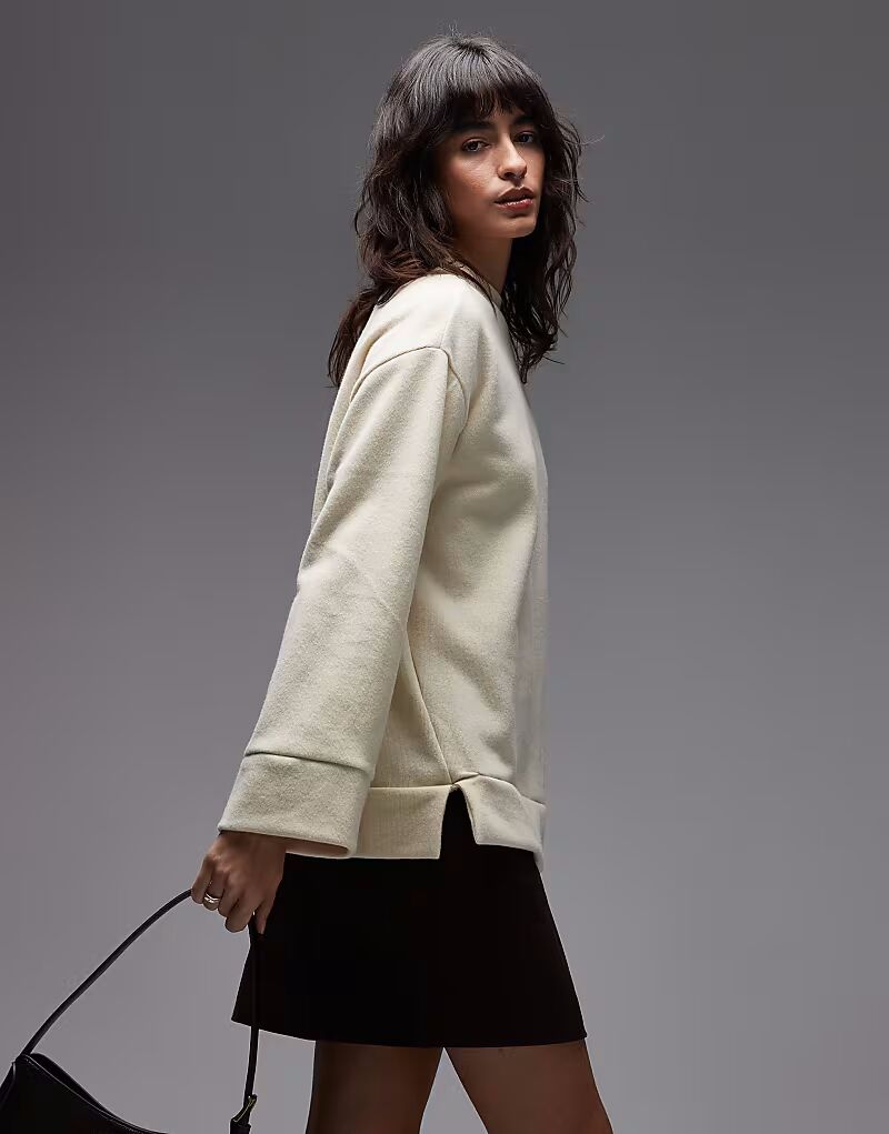 

Супермягкая толстовка с разрезом по низу Asos Design, светло-кремовый, Бежевый, Супермягкая толстовка с разрезом по низу Asos Design, светло-кремовый