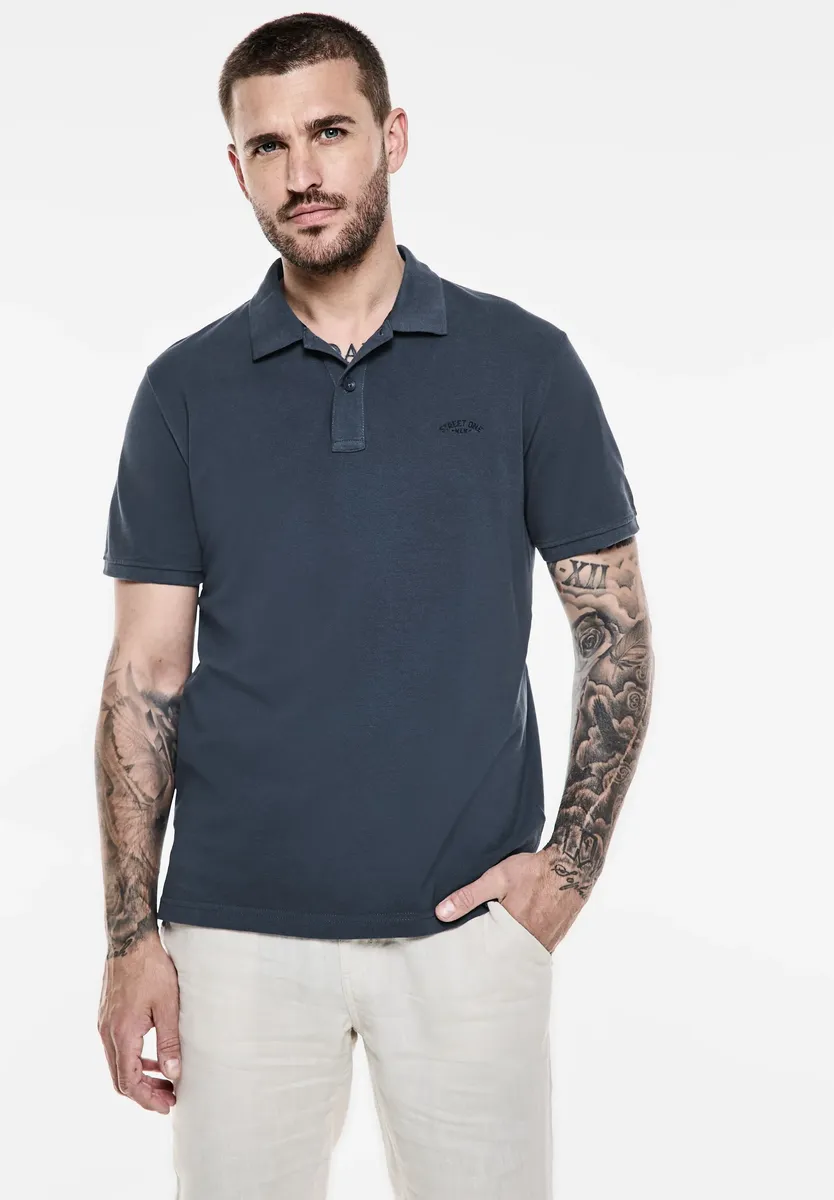 

Рубашка-поло STREET ONE MEN из чистого хлопка, синий