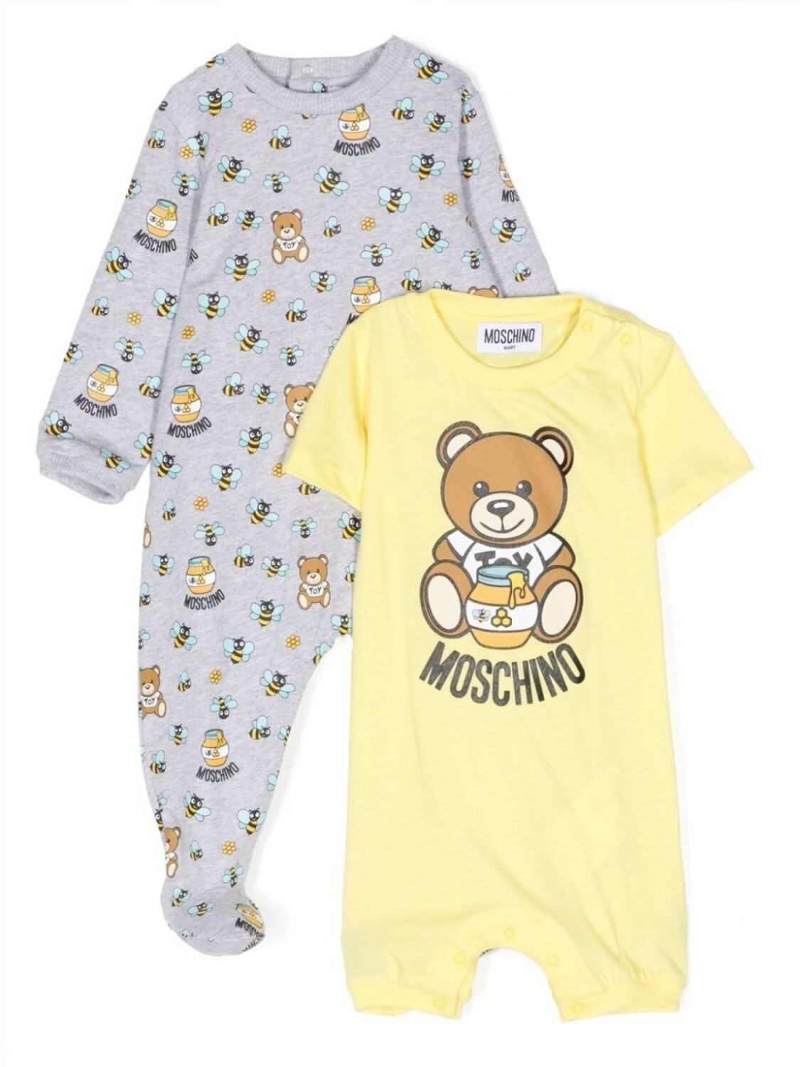

Moschino Kids комплект из комбинезона и ромпера с принтом, серый