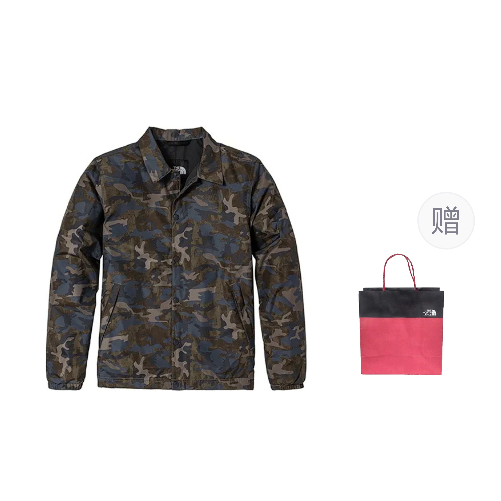 

Куртка унисекс камуфляж + подарочный пакет The North Face, цвет Camo+Gift Bag