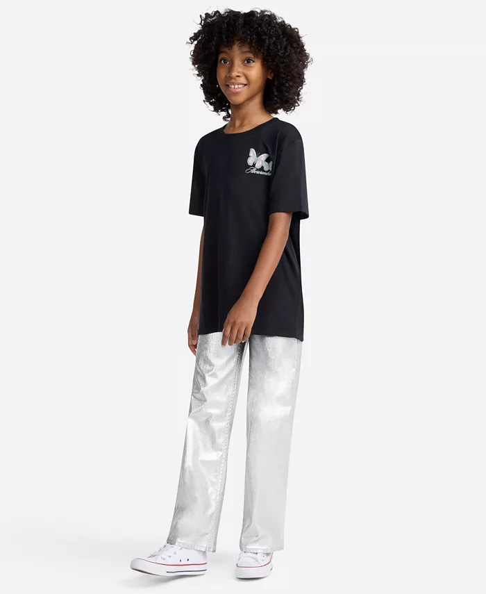 Джинсы Girls Shine High Rise Wide Leg Abercrombie Kids, серебро — фото 3