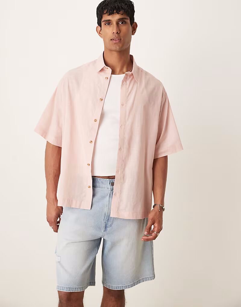 

Рубашка свободного кроя ASOS DESIGN из розового льна