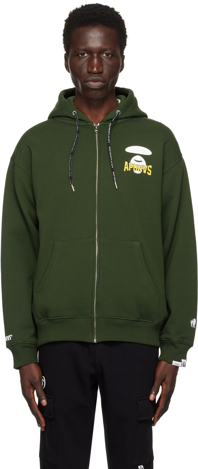 

Зеленая базовая толстовка с капюшоном на молнии AAPE by A Bathing Ape
