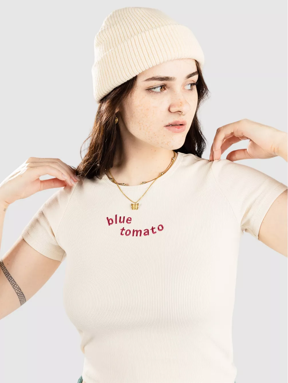 

Укороченная футболка в рубчик Blue Tomato, белый