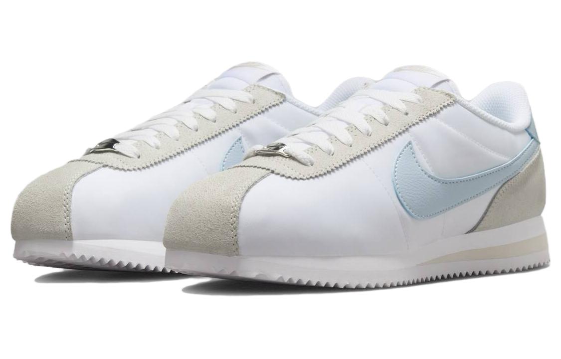 Nike Кроссовки Cortez Textile белые светло-ореховые коричневые Summit белые светло-голубые Armory Blue женские бежево-голубые, цвет White Beige Blue — фото 3