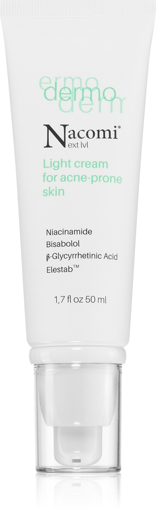 

Легкая текстура увлажняющего крема для кожи, склонной к акне, с регуляцией выработки кожного сала Nacomi, 50 мл