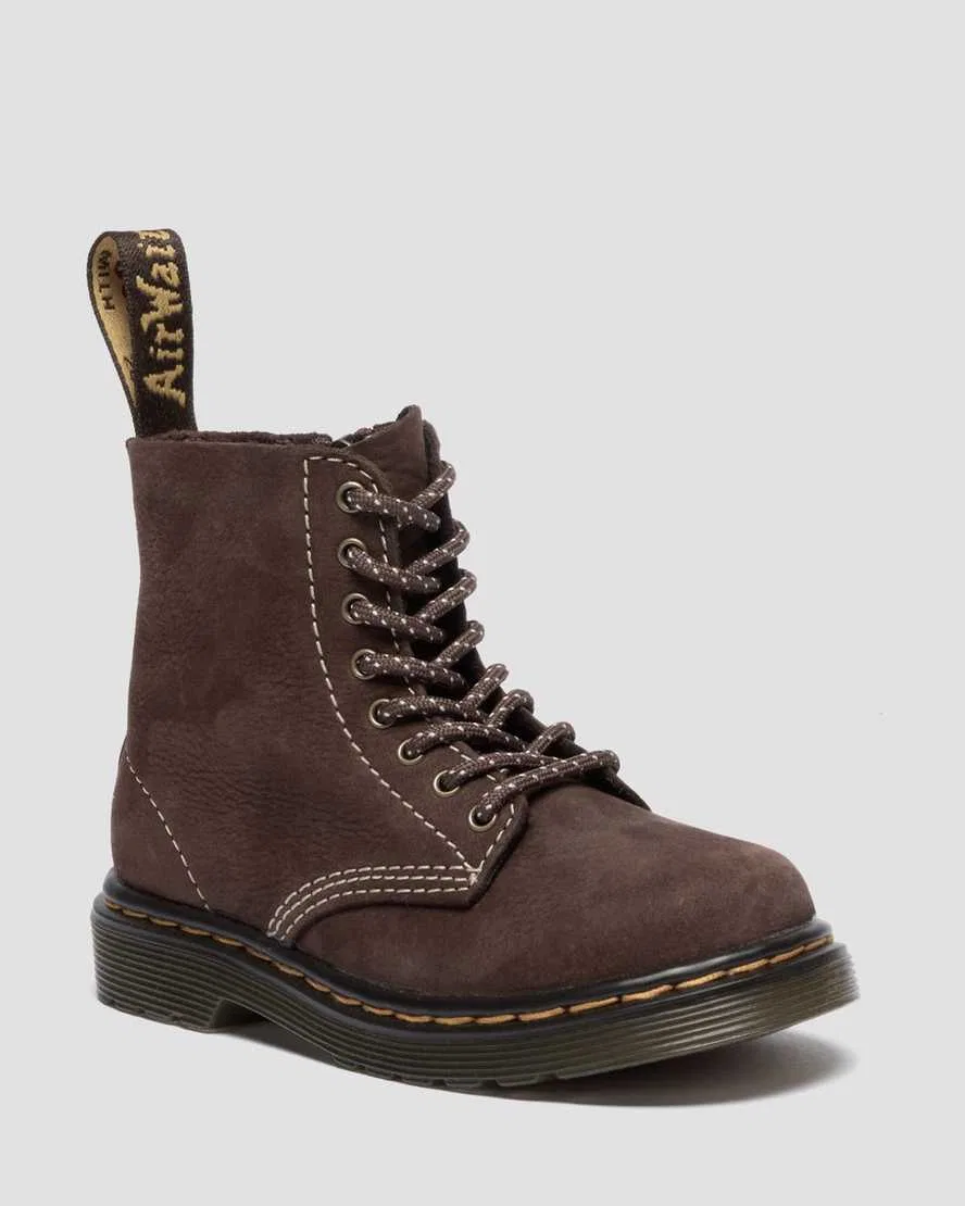 Детские ботинки Dr Martens 1460 из нубука с эффектом потертости, коричневый