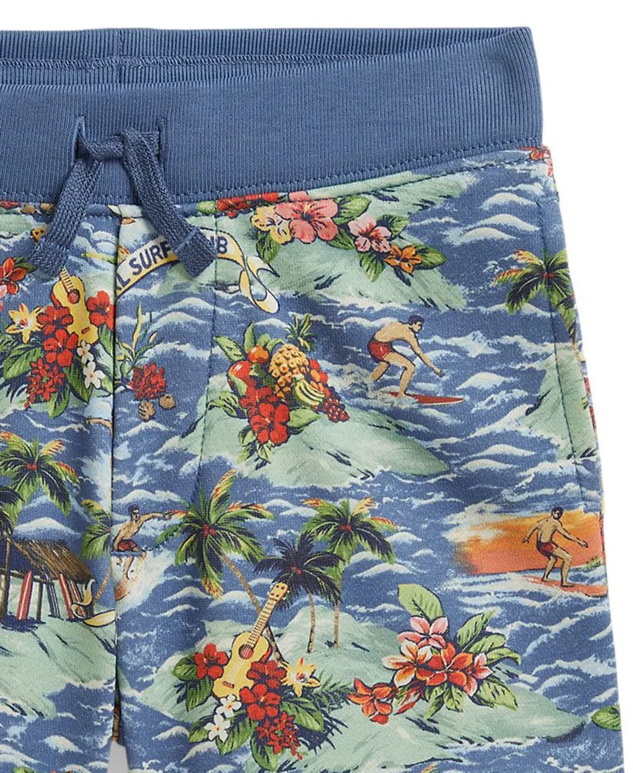 Детские шорты на завязках с тропическим принтом для мальчиков 2-7 лет Polo Ralph Lauren, синий — фото 3