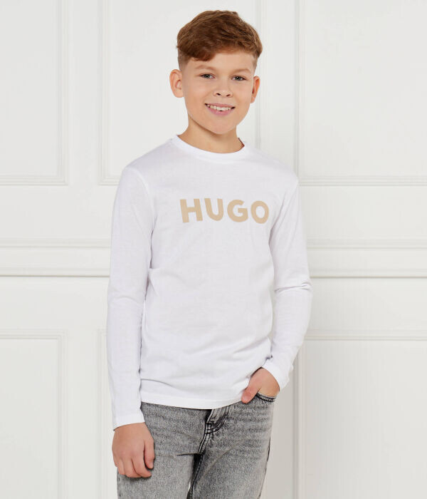

Лонгслив детский Hugo Kids с надписью, белый