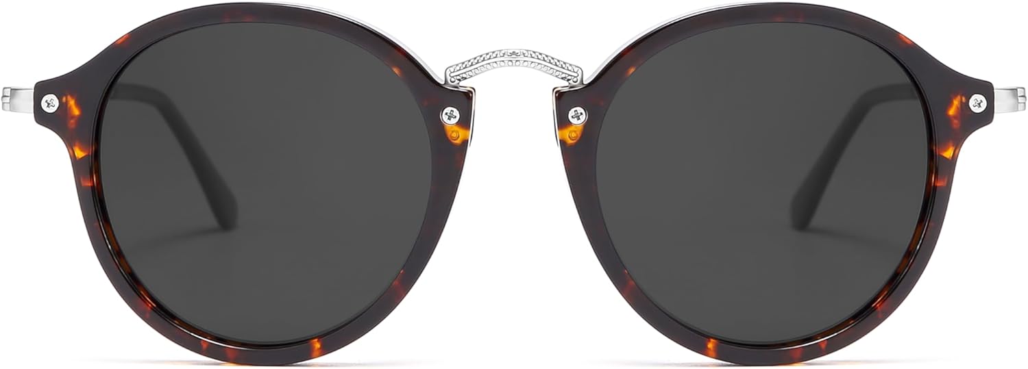 

Женские ретро круглые солнцезащитные очки - поляризованные, с защитой от бликов и УФ-излучения UV400, винтажные очки для вождения (оправа из ацетата, черепаховая) DTIUGUTAE, Acetate Tortoise