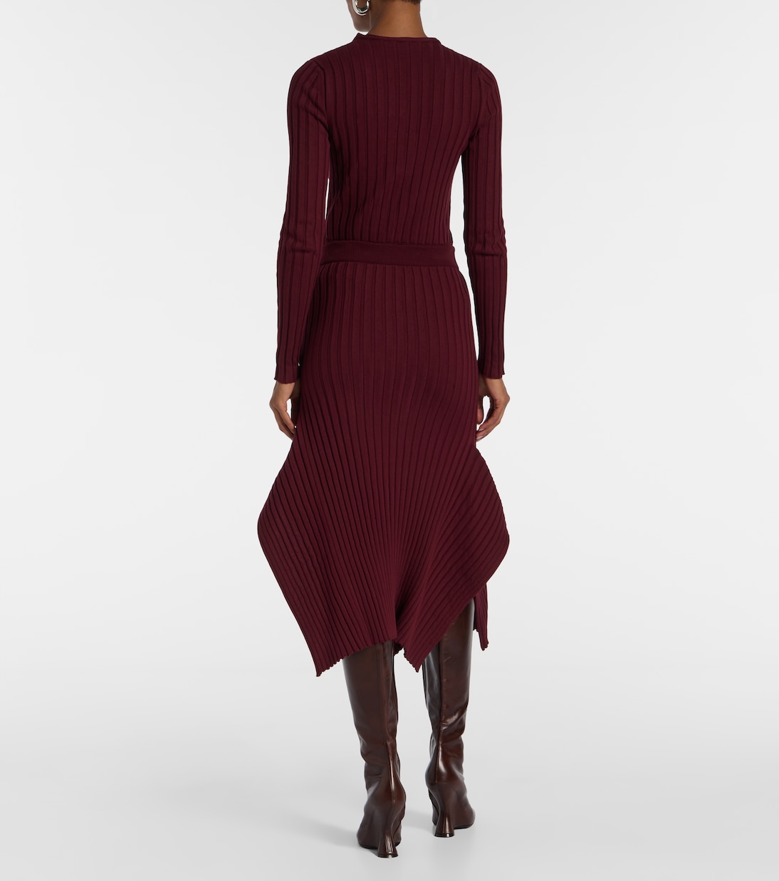 Асимметричная ребристая миди-юбка Stella McCartney, Bordeaux — фото 3
