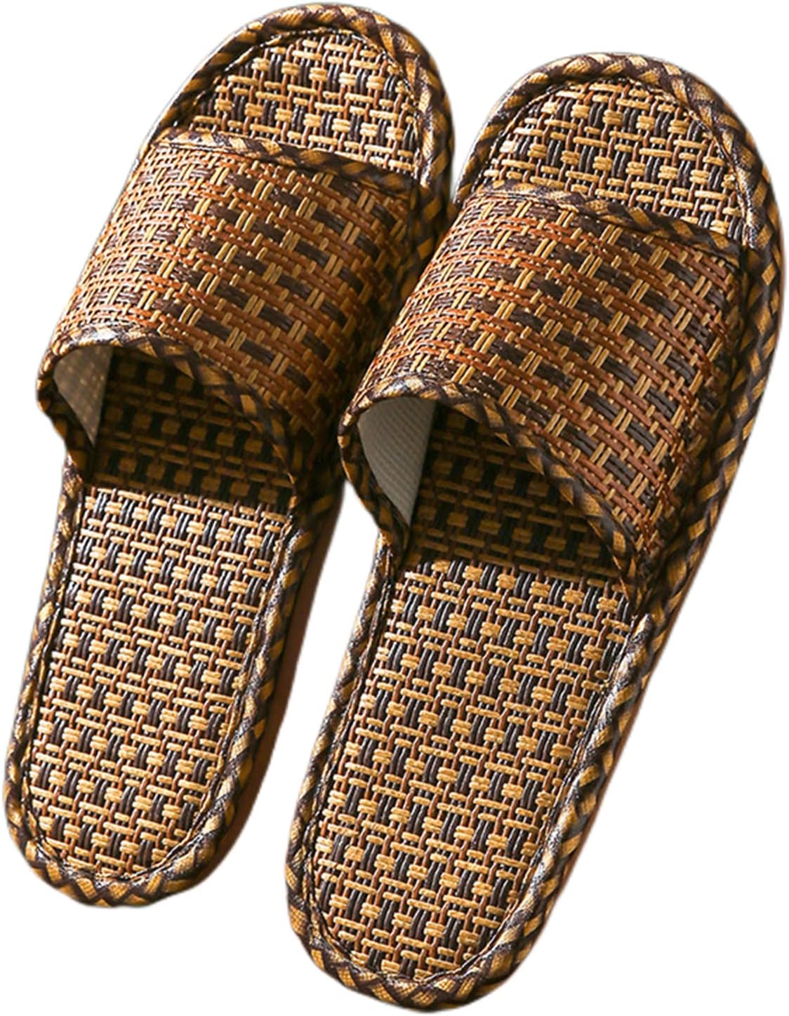 

Плетеные тапочки Zuwxeu из винной травы для лета, льняные тапочки для дома, противоскользящие коврики из травы, бамбуковые сандалии для женщин и мужчин, черный