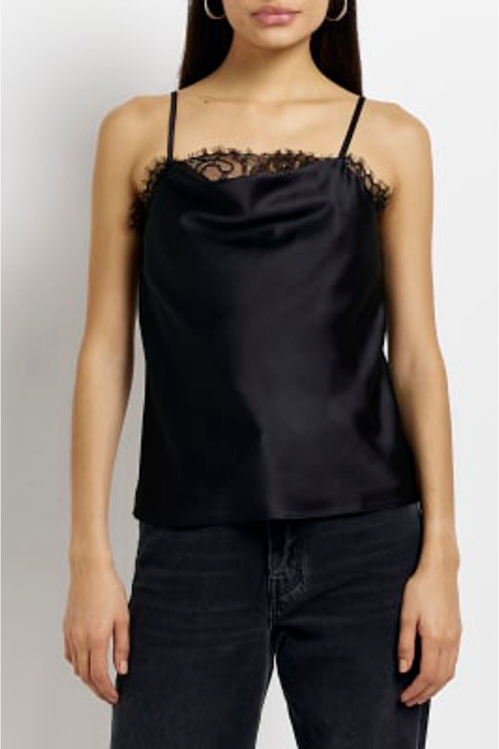 

Кружевная блузка на бретелях River Island, черный